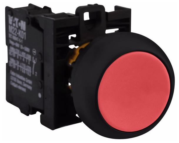 Eaton M22S-D-R-K01 Pushbuttons Non-Illuminated 1NC Red EA NEMA 3/3R/4/4X/12/13