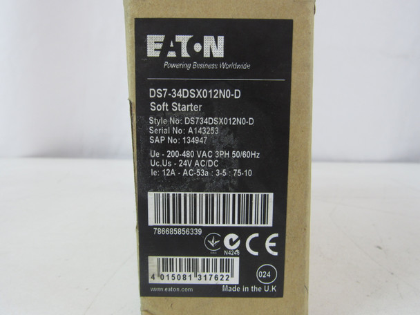 Eaton DS7-34DSX012N0-D Soft Starters 12A 480V 50/60Hz 3Ph 7.5HP 1 IP20