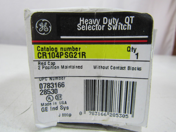 CR104PSG21R Selector Switches Selector Switch 2 Position Red Without Contact Blocks Oiltight