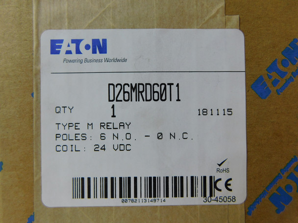 Eaton D26MRD60T1 Relays Type M 6P 24V 6NO 0NC