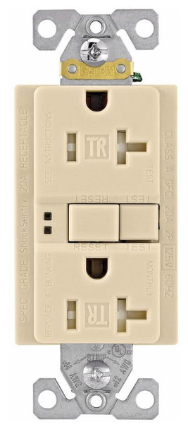Eaton TRSGF20V Outlets GFCI Duplex Receptacle 20A 125V Ivory EA Tamper Resistant