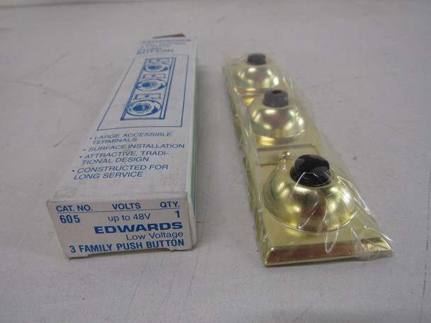 Edwards 605-EDWARDS Pushbuttons 3 Family Pushbutton 48VAC Brass