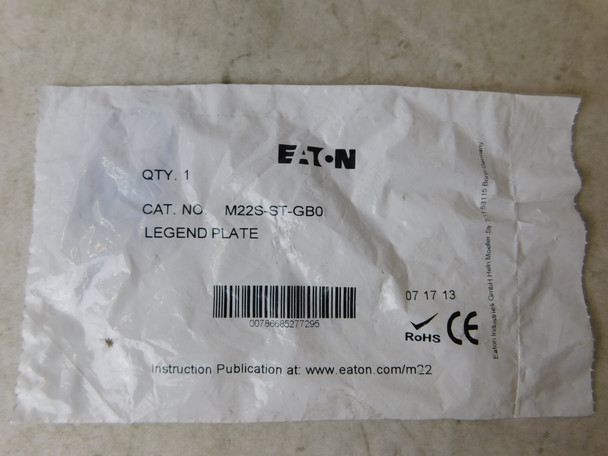 Eaton M22S-ST-GB0 Pushbutton/Pilot Light/Selector Switch Accy EA