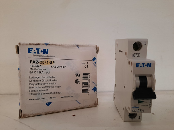Eaton FAZ-C5/1-SP Miniature Circuit Breakers (MCBs) FAZ 1P 5A 277V 50/60Hz 1Ph EA