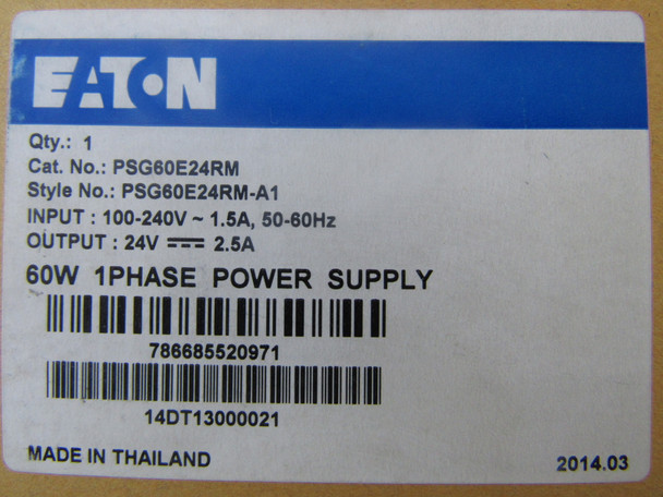 Eaton PSG60E24RM Other Power Supplies DC Power Supply 2.5A 24V 1Ph 60W EA