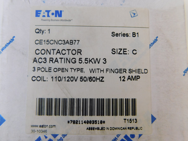 Eaton CE15CNC3AB77 Other Contactors 3P 12A 120V 50/60Hz