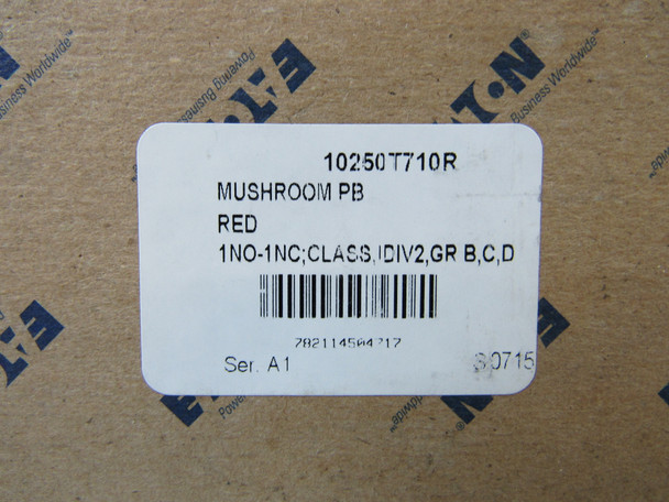 Eaton 10250T710R Pushbuttons Non-Illuminated 1NO 1NC NEMA 3/3R/4/4X/12/13 Mushroom Button