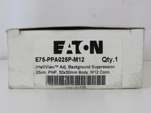 Eaton E75-PPA025P-M12 Other Sensors and Switches Photoelectric Sensor 100mA 10-30VDC M12 Connection IP65 Rated IntelliView w/ Background Suppression