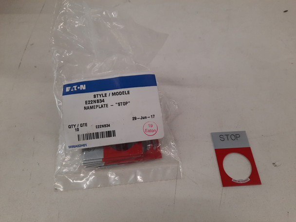 Eaton E22NS34 Contact Blocks and Other Accessories Legend Plate Red