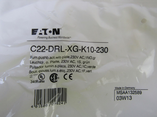 Eaton C22-DRL-XG-K10-230 Pushbuttons LED 230V 1NO EA