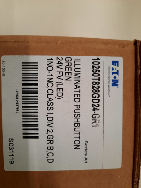 Eaton 10250T828GD24-GR1 Pushbuttons Illuminated 24V 1NO 1NC Green LED