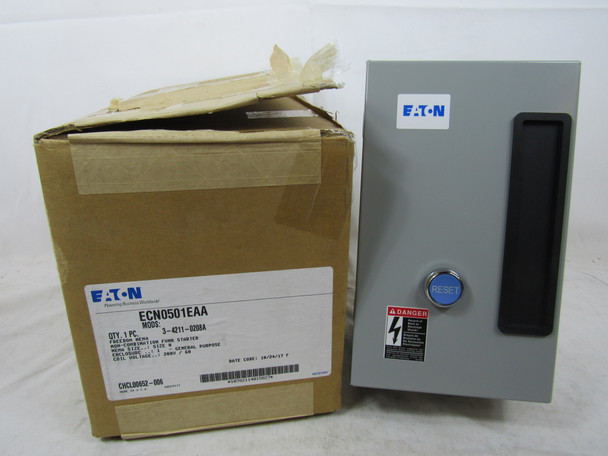 Eaton ECN0501EAA Non-Combination Starter Non-Reversing 3P 18A 208V 50/60Hz 1Ph Size 0 NEMA Type 1 208VAC Non-Combination