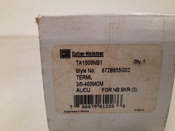 Eaton TA1000NB1 Terminal Blocks Line/Load Lug 1000A 3/0-400MCM