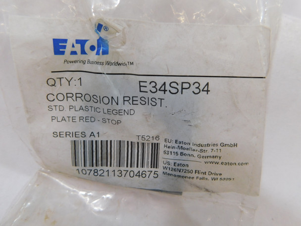 Eaton E34SP34 Contact Blocks and Other Accessories Legend Plate Red EA