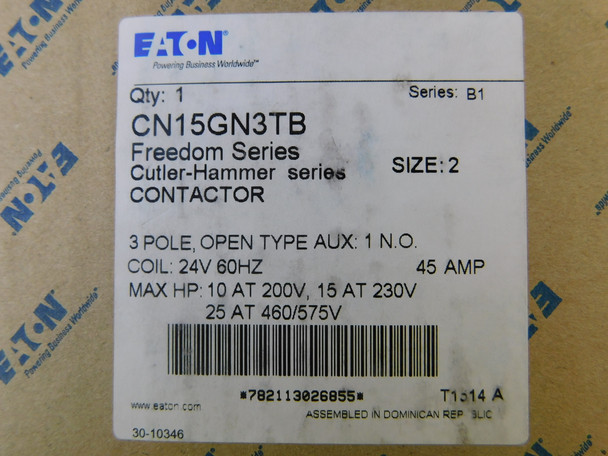 Eaton CN15GN3TB Other Contactors 3P 45A 24V 60Hz Size 2 Size 2 1NO