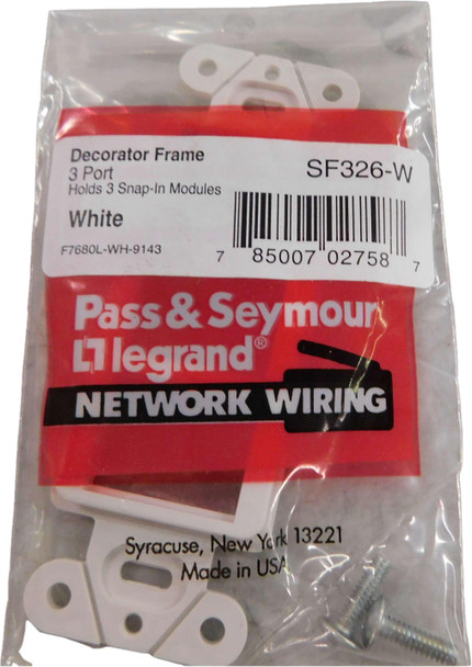 Pass & Seymour SF326-W Switch Accessories Decorator Frame White