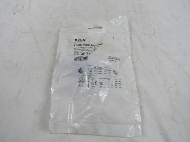 Eaton C22S-WRS-MS8-K01 Selector Switches Non-Illuminated 1NC 2 Position Black