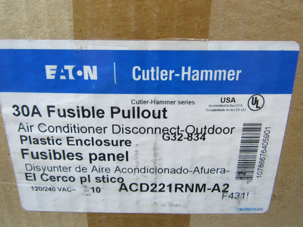 Eaton ACD221RNM Disconnect Switches 2P 30A 240V EA