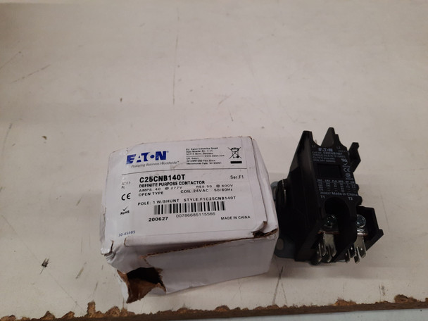 Eaton C25CNB140T Definite Purpose Contactors Open 1P 40A 24V 50/60Hz 7.5HP Non-Reversing