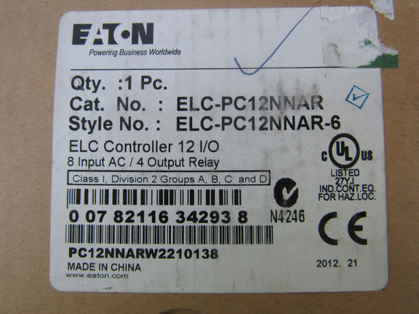 Eaton ELC-PC12NNAR Programmable Logic Controllers (PLCs) EA 12 I/O 8 Input AC  4 Output Relay