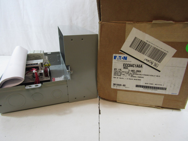 Eaton ECC04C1A6A Enclosed Contactors Lighting Contactor 6P 30A 120V NEMA 1 Mechanically Held Non-Combination