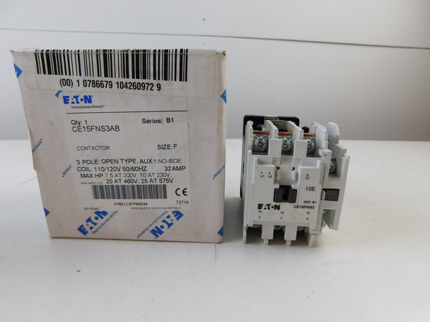 Eaton CE15FNS3AB NEMA and IEC Contactors 3P 32A 120V EA