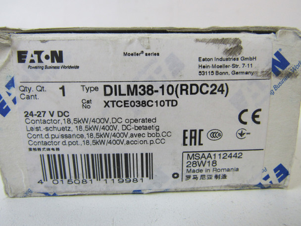 Eaton XTCE038C10TD NEMA and IEC Contactors 3P 32A 27V EA