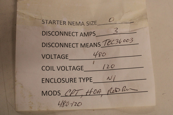 GE CR387B1046AJNTLJ Enclosed Motor Starters EA