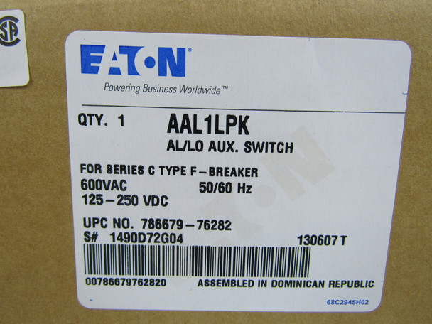Eaton AAL1LPK Circuit Breaker Accessories Aux/Alarm Combo 600V 50/60Hz FD Frame 3NO 3NC EA Left Hand Mounting