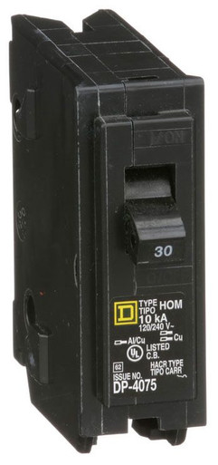 Square D HOM130 Miniature Circuit Breakers (MCBs) 30A 120V EA