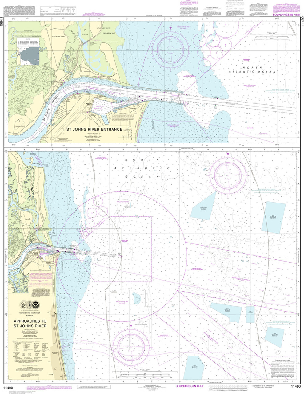 NOAA Chart 11490Approaches to St. Johns River;St. Johns River Entrance