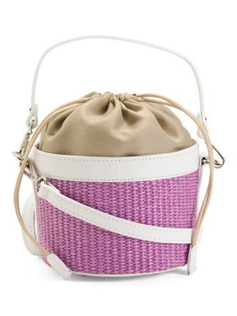 Made In Italy Raffia Bucket Shoulder Bag