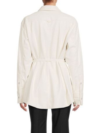 Faux Leather Belted Shirt Jacket Faux Leather Belted Shirt Jacket