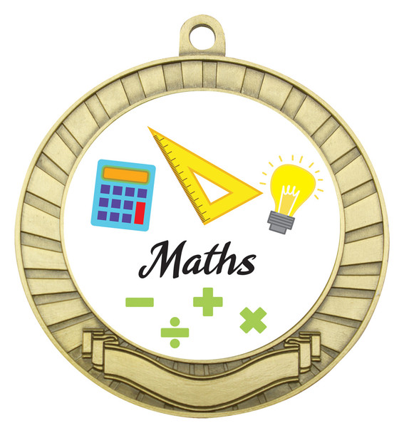 Eco Scroll Medal Maths Gold