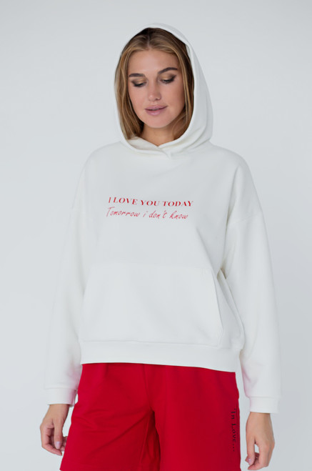 Milk hoodie with red print