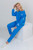 Bright blue flees track suit 
