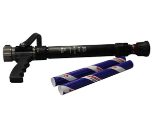 Class "A" foam gun combo comes with shut off, foam gun porportioner, nozzle and 2 sticks of foam