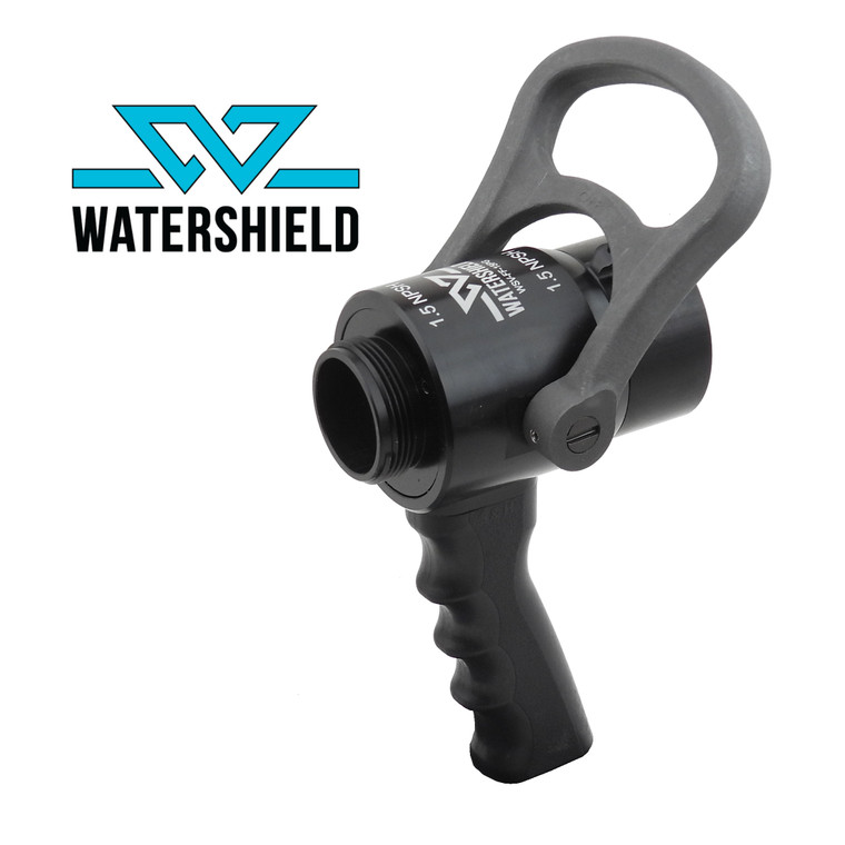 Watershield 1.5" Ball Shutoff W/ 1-3/8" Waterway, Pistol Grip, and full-time swivel - MODEL# WSV-FF-15PG Watershield 1.5" Ball Shutoff W/ 1-3/8" Waterway, Pistol Grip, and full-time swivel - MODEL# WSV-FF-15PG