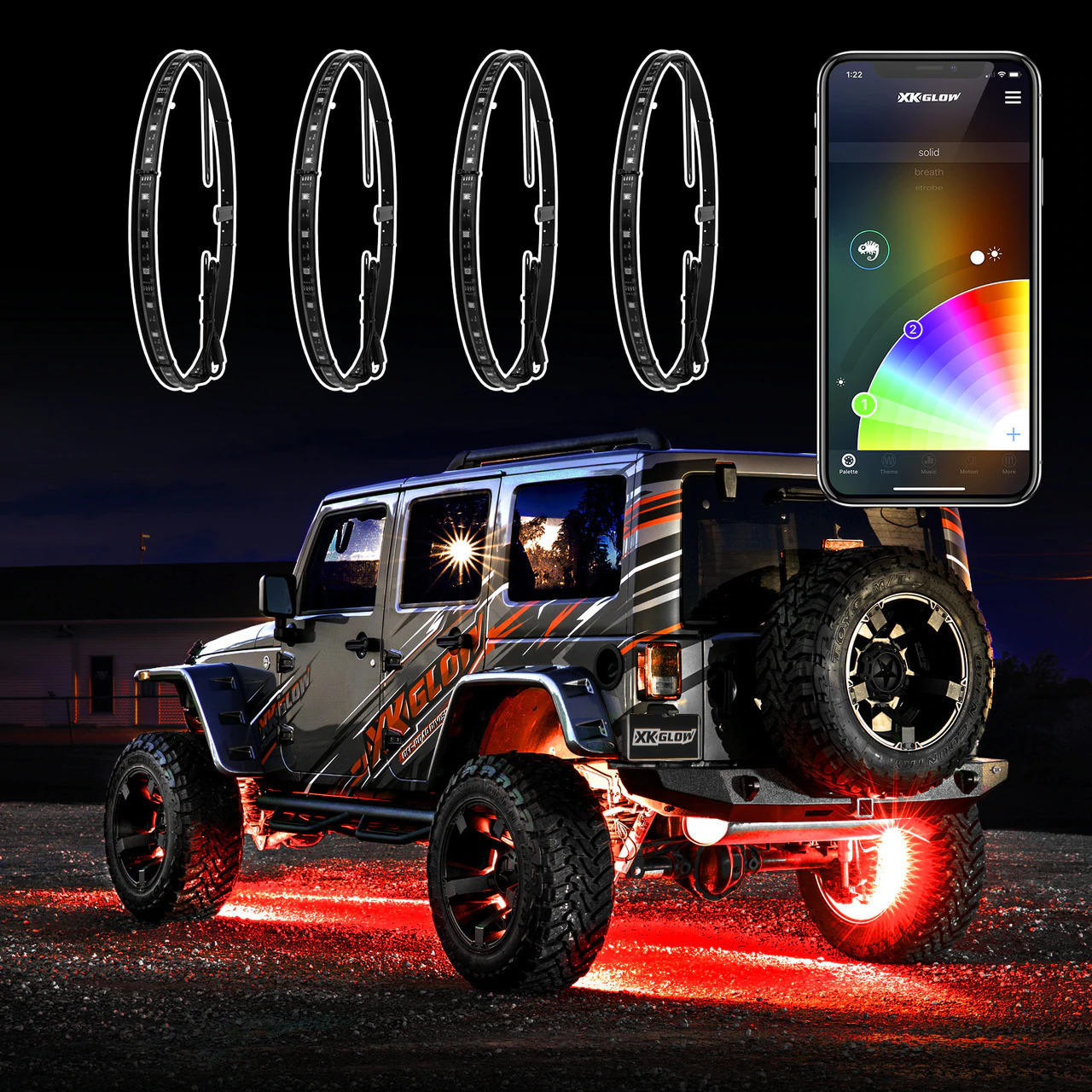 XKGlow Bluetooth LED Wheel Lights