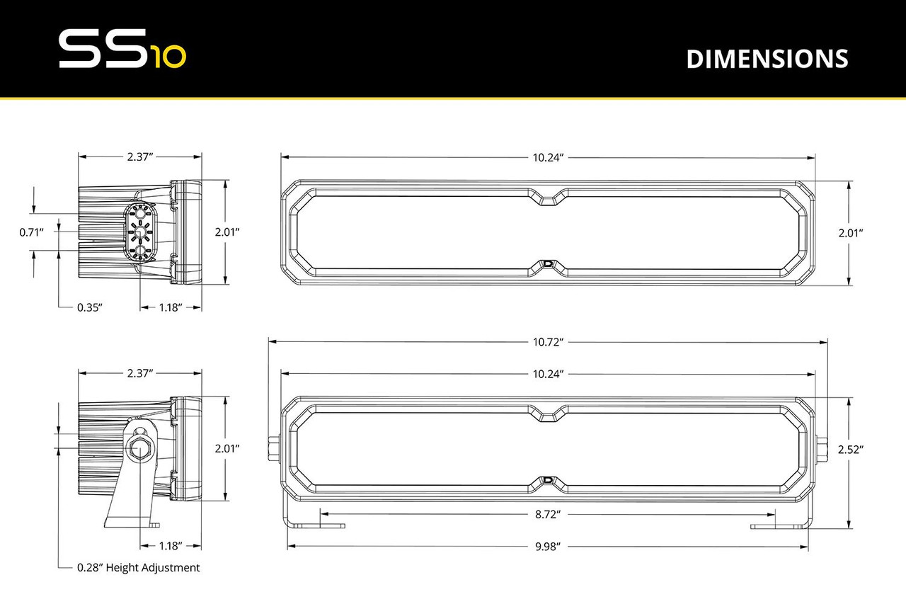 Diode Dynamics SS10 SAE/DOT Yellow LED Light Bar
