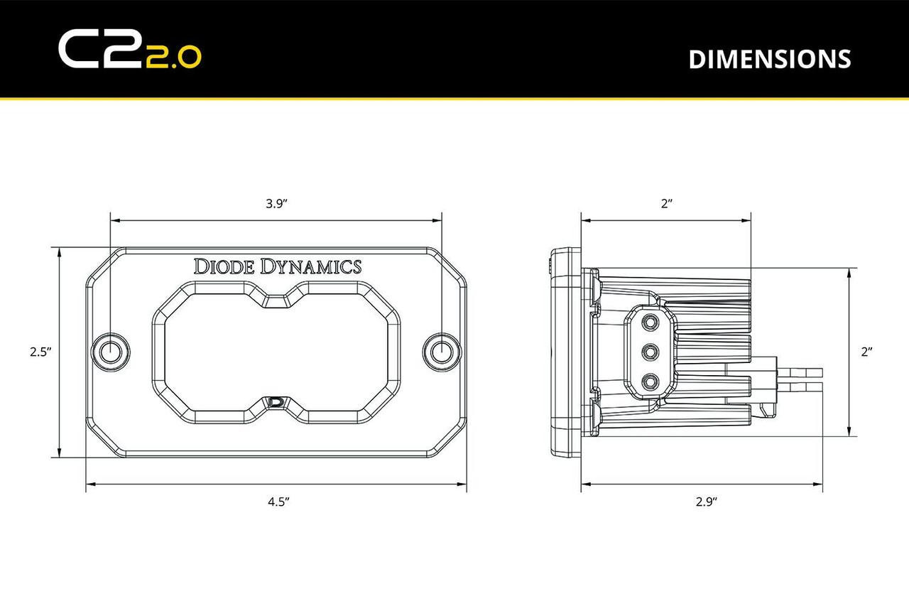Diode Dynamics C2 2.0 SAE/DOT White Sport Flush Mount LED Light Pod