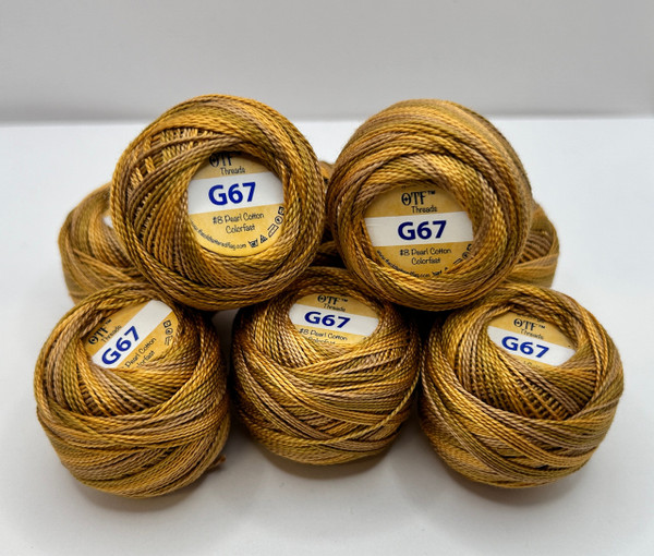 G67 Brass Buttons ~ #8 Pearl Cotton Variegated