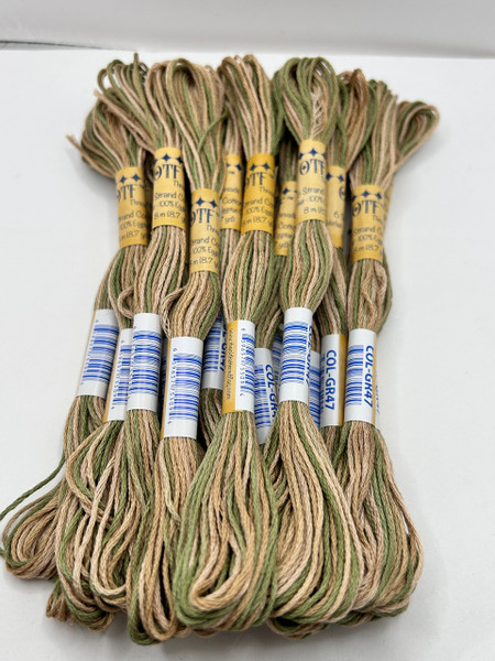 GR47 Subtle Green ~ 6 Strand Variegated Floss