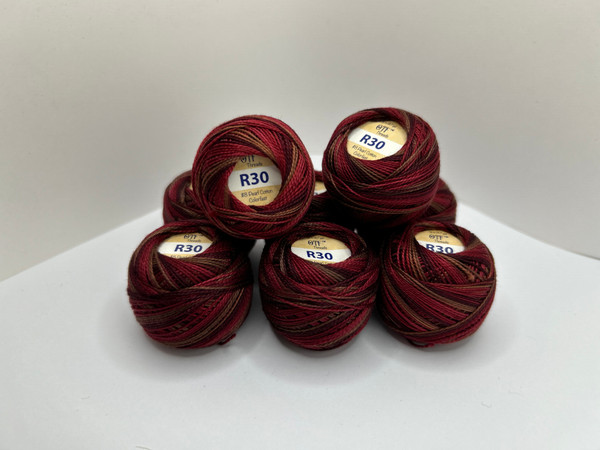 R30 Grungy Red ~ OTF Threads™️ #8 Pearl Cotton Variegated