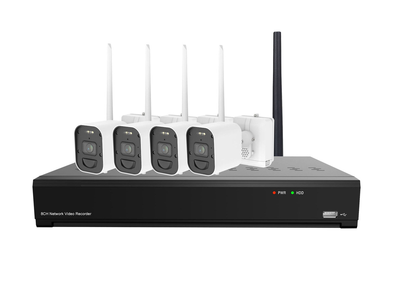 8ch Long-Range Wifi NVR Kit w/ 4 x 4K Wireless Battery Cameras w/Active Deterrence