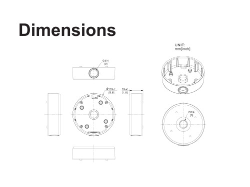 Junction Box for X-Series Motorized Zoom Vandal Dome IPC