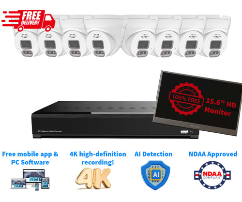 Ultimate 8-Channel 4K NVR Security System w/8x 4K Cameras, Free Monitor