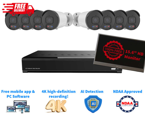 Ultimate 8-Channel 4K NVR Security System w/8x 4K Cameras, Free Monitor
