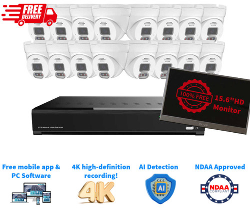 Ultimate 16-Channel 4K NVR Security System w/16x 4K Cameras, Free Monitor