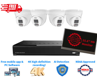 Ultimate 8-Channel 4K NVR Security System w/4x 4K Cameras, Free Monitor